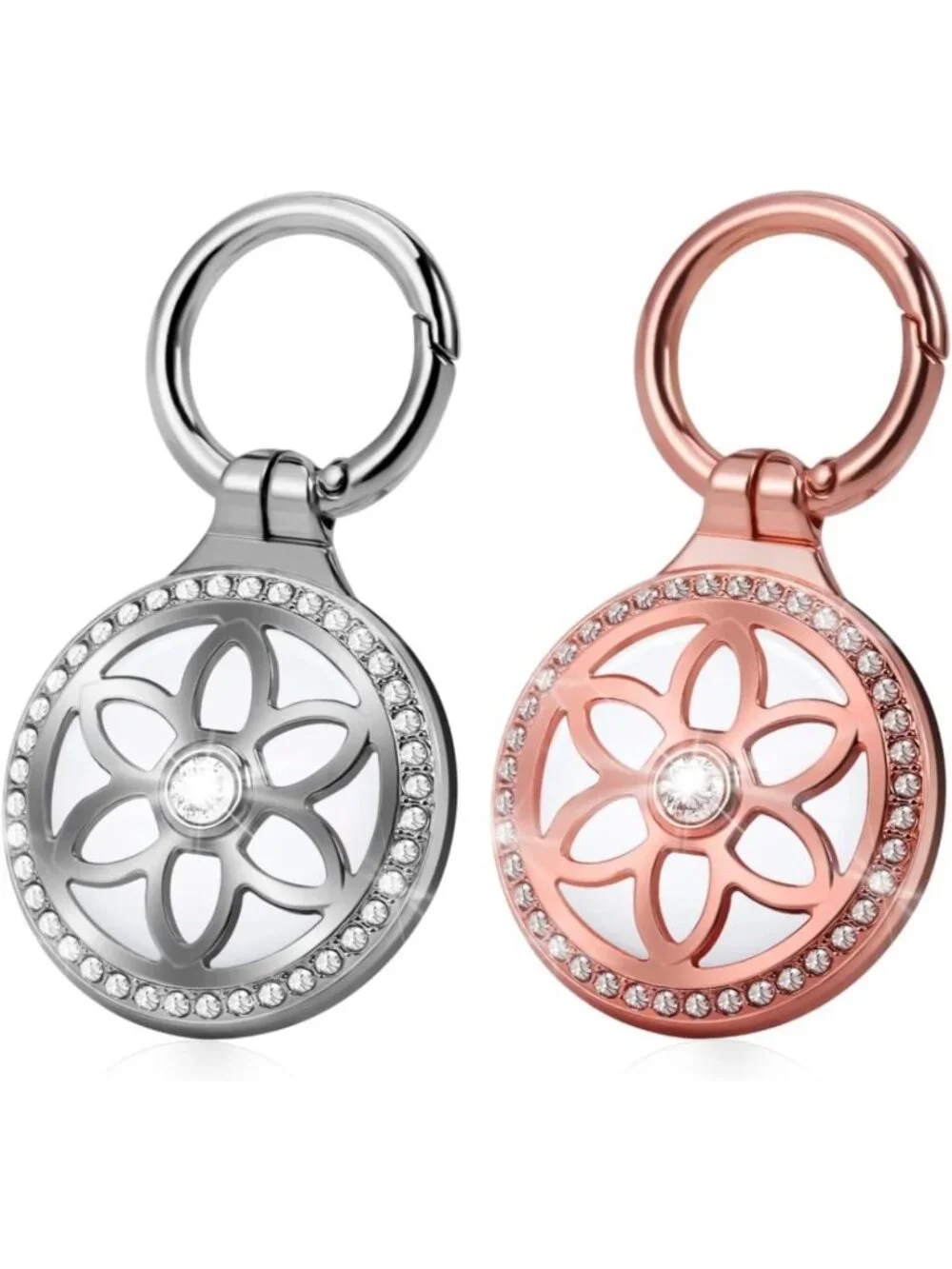 Rhinestone Metal Keychain Holder for AirTag - Sparkling Diamond Design